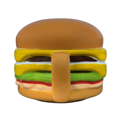 Collectible In-N-Out mug designed as a classic hamburger with vibrant colors and detailed toppings