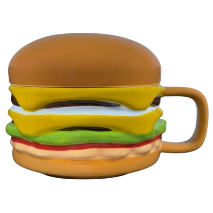 Collectible In-N-Out mug shaped like a hamburger with vibrant colors and detailed toppings