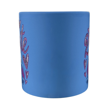 Disney collectible Stitch mug purchase with colorful hearts and a playful design