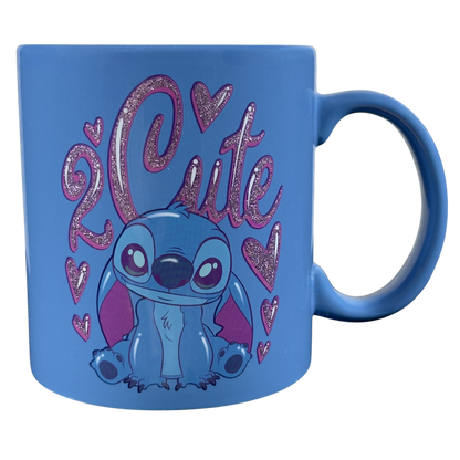 Disney collectible Stitch mug purchase featuring cute Stitch design with hearts and glitter accents
