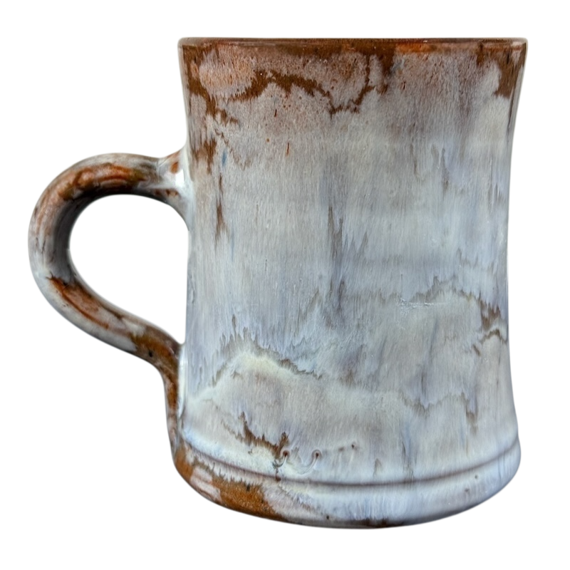 Queen's Silver Jubilee vintage 1977 pottery mug white and brown marbled glaze ceramic collectible