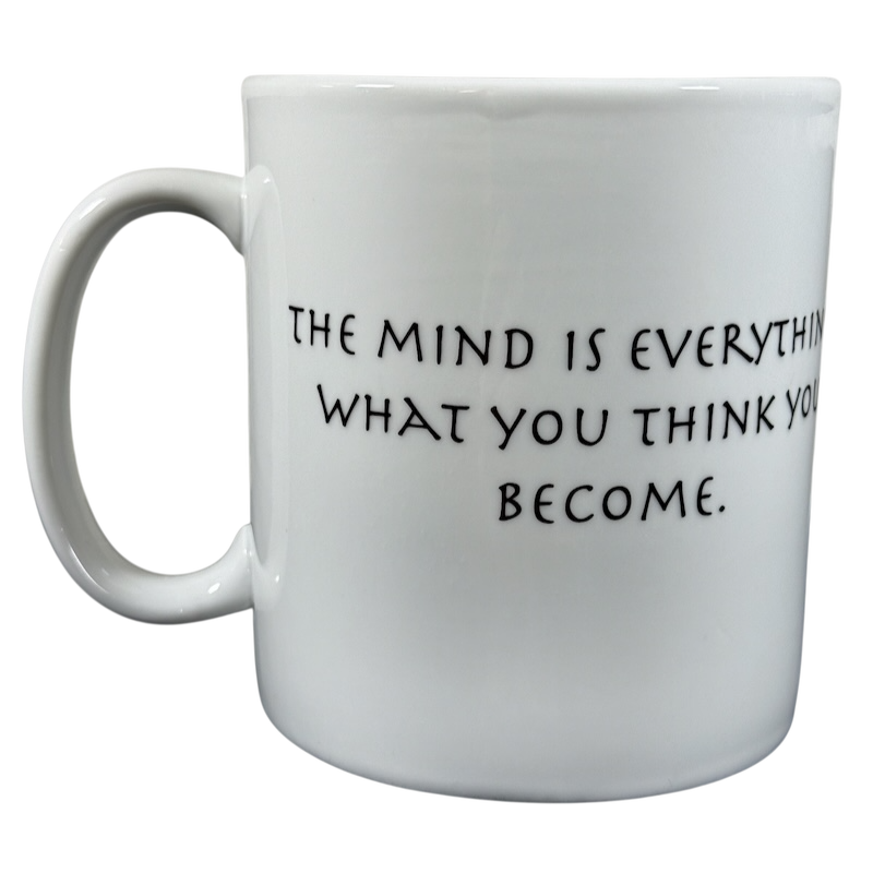 Coventry Buddha collectible coffee mug with inspirational quote The mind is everything what you think you become
