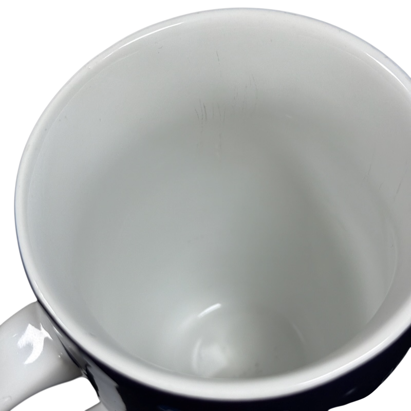 Top view of Coventry Pisces astrology collectible mug showing white ceramic interior and handle