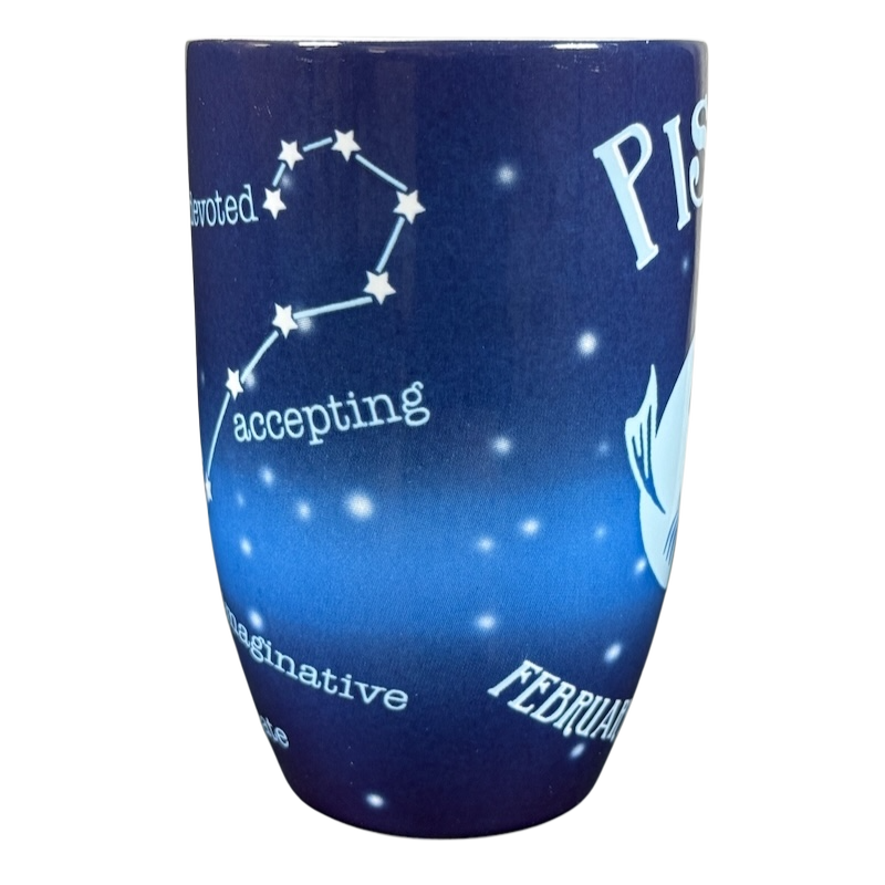 Coventry Pisces astrology collectible mug showing blue starry constellation design and Pisces traits