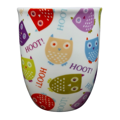 Colorful Owls Hoot Mug Creative Tops featuring various owl designs and vibrant colors
