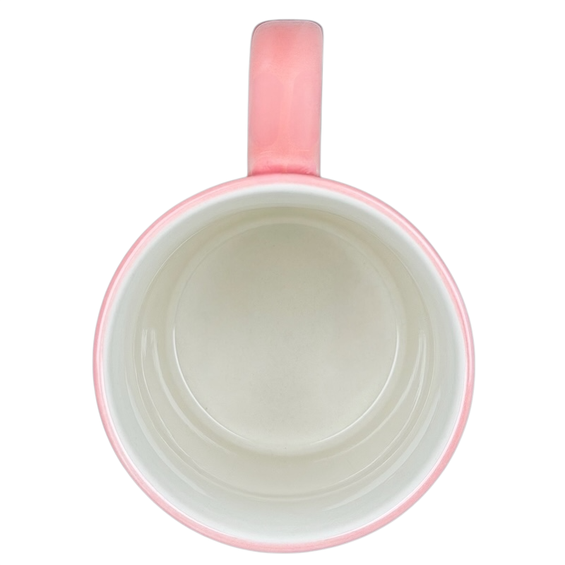 Interior view of Cute Pink Cat Orange Scarf Ember Glow Mug showcasing its smooth finish