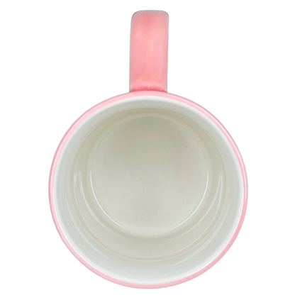 Interior view of Cute Pink Cat Orange Scarf Ember Glow Mug showcasing its smooth finish