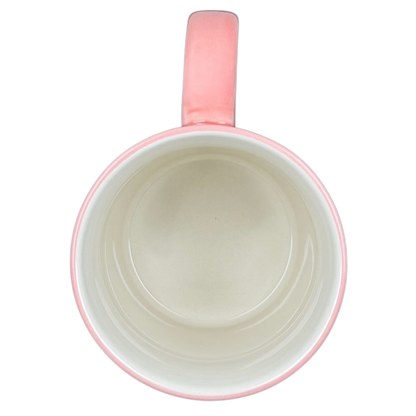 Interior view of Cute Pink Cat Orange Scarf Ember Glow Mug featuring a smooth, glossy finish