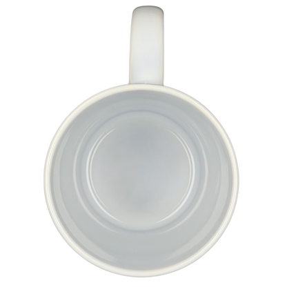 Inside view of a white ceramic mug for the Dave Whitlock Trout and Dragonfly Fly Fishing Mug