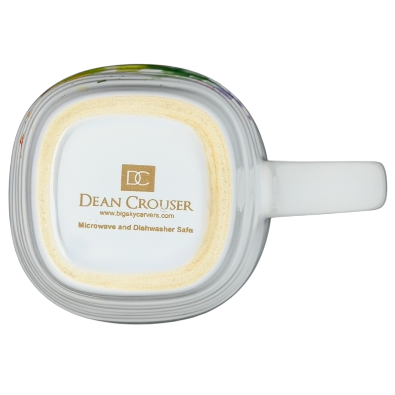 Dean Crouser Dragonfly Mug bottom view showcasing its microwave and dishwasher safe design