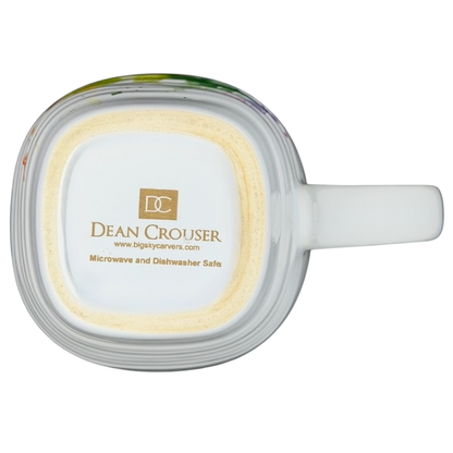 Dean Crouser Dragonfly Mug bottom view showcasing its microwave and dishwasher safe design