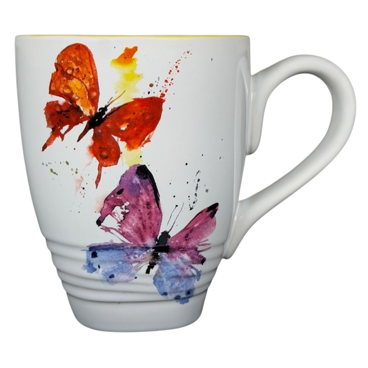 Dean Crouser watercolor butterflies collectible mug featuring vibrant butterfly designs and a stylish handle