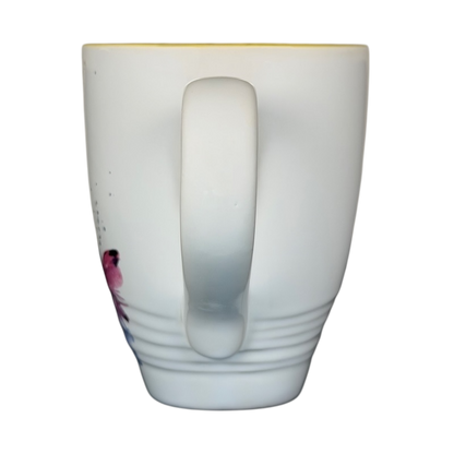 Side view of Dean Crouser watercolor butterflies collectible mug with vibrant floral design