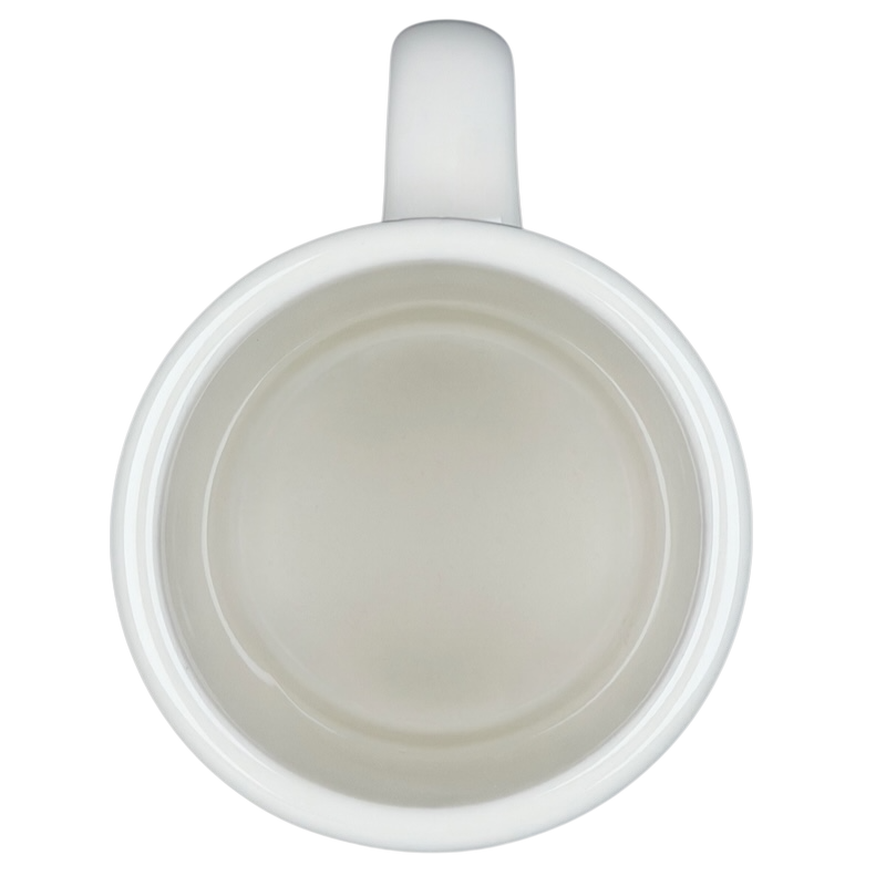 Top view of a white ceramic Dean Deluca Diner Mug with a smooth interior surface