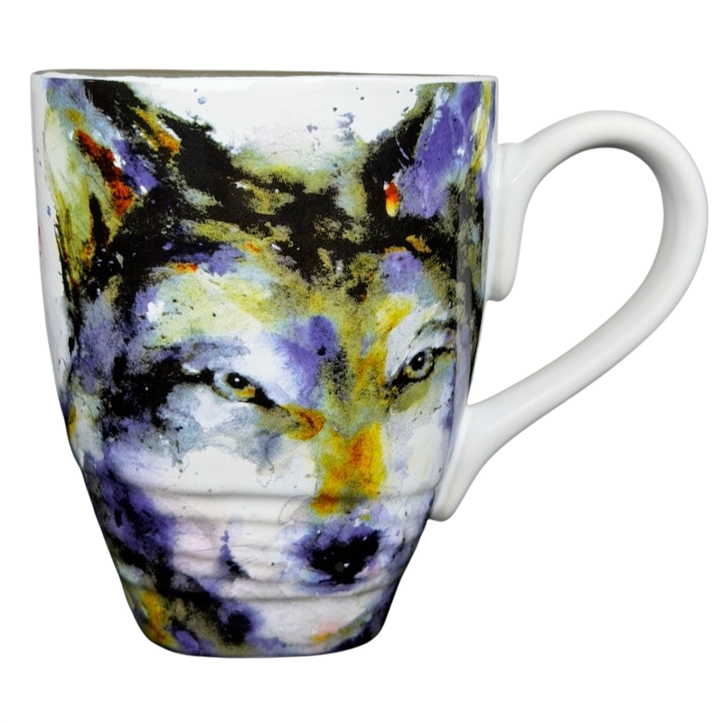 Dean Crouser Wolf Mug Demdaco featuring a stunning wolf design in vibrant colors