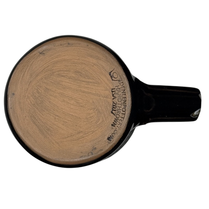 Bottom view of Deneen Pottery Devil's Thumb Ranch mug 2017 showing unglazed clay base and maker stamp
