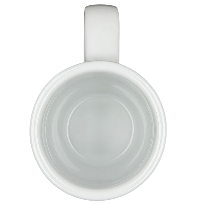 Top view of Oneida Denny's Variety Is The Spice Of Life mug with a smooth white finish