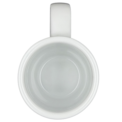 Top view of Oneida Denny's Variety Is The Spice Of Life mug with a smooth white finish
