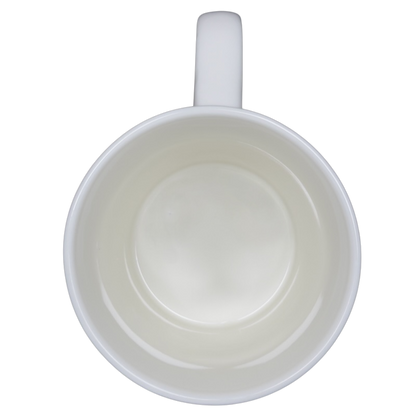 Inside view of the Diamond Dog Rory Dobner Monogram Mug Williams Sonoma showing a smooth, white ceramic finish