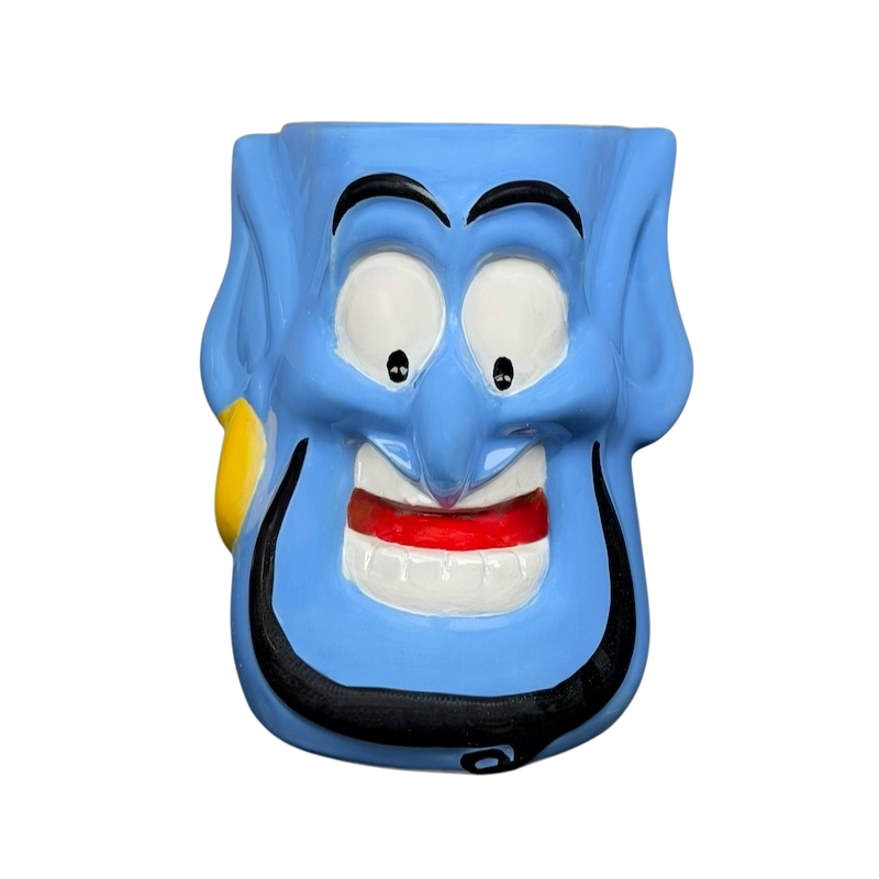 Aladdin Movie Genie Sculpted Mug Disney featuring a vibrant blue design with a smiling face