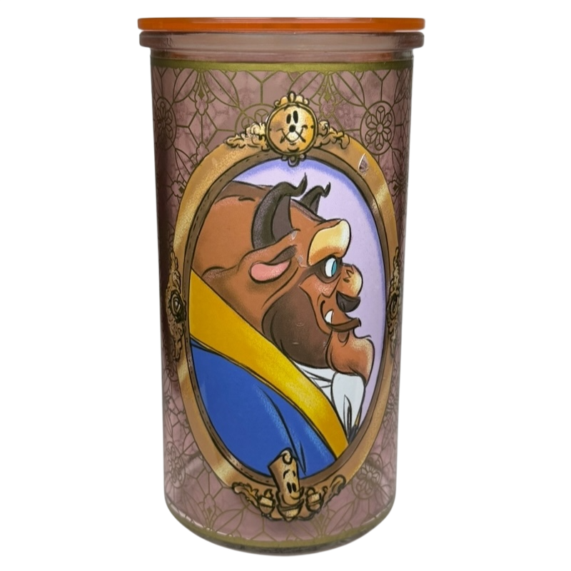 Beauty And The Beast Art Of Belle Glass Tumbler Disney featuring a detailed image of the Beast