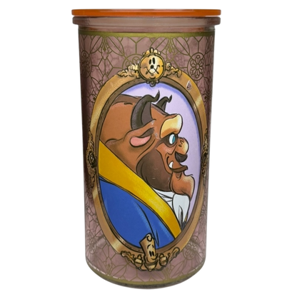Beauty And The Beast Art Of Belle Glass Tumbler Disney featuring a detailed image of the Beast