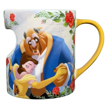 Beauty and the Beast Floral Collectible Disney mug featuring Belle and the Beast in a romantic embrace