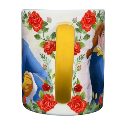 Beauty and the Beast Floral Collectible Disney mug featuring Belle and the Beast among red roses