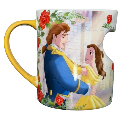 Beauty and the Beast Floral Collectible Disney mug featuring Belle and the Beast amid vibrant roses