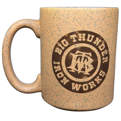 Disney Big Thunder Mountain Railroad Mug featuring Big Thunder Iron Works logo in a speckled design