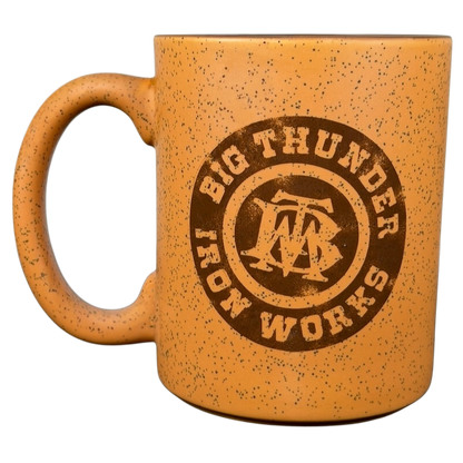 Disney Big Thunder Mountain Railroad Mug in Orange with Vintage Iron Works Design
