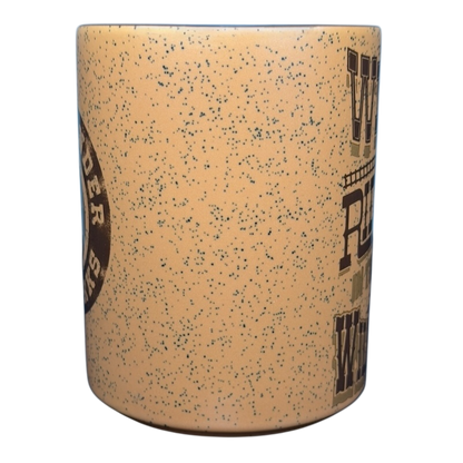 Disney Big Thunder Mountain Railroad Mug with rustic speckled design and vintage lettering
