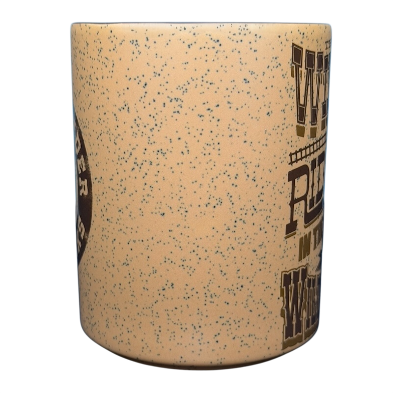 Disney Big Thunder Mountain Railroad Mug with a speckled design and vintage park graphics