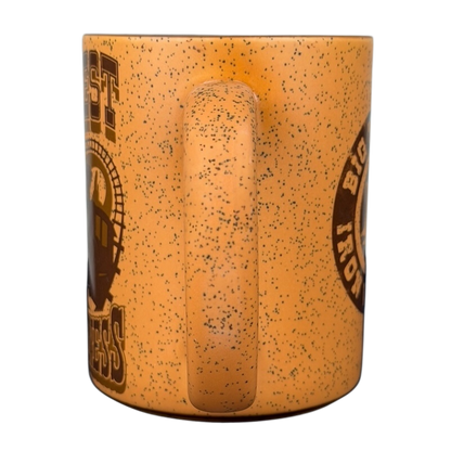 Disney Big Thunder Mountain Railroad Mug in orange with speckled design and themed graphics