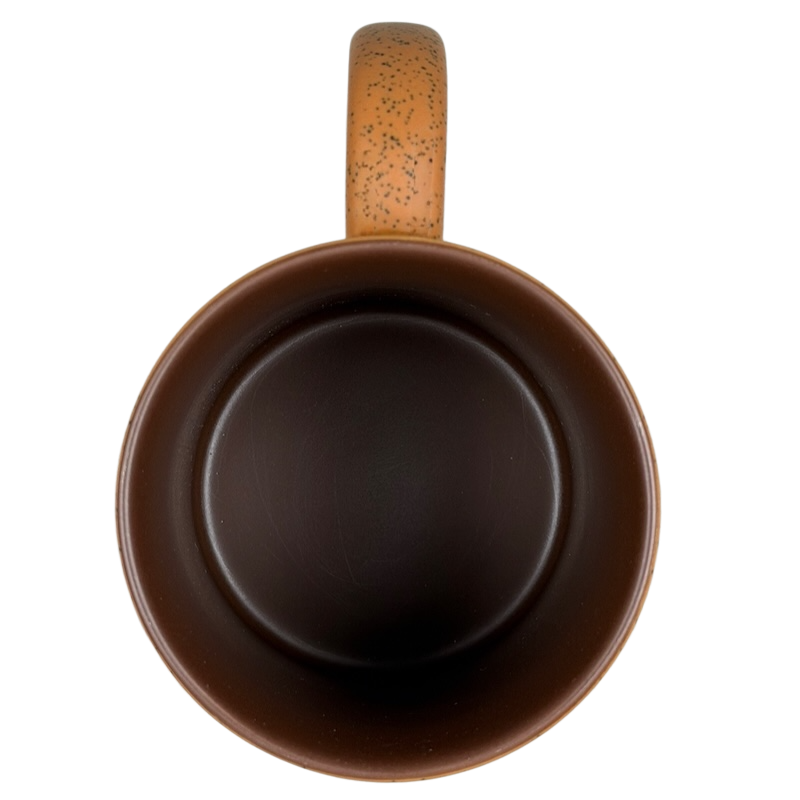 Top view of the Disney Big Thunder Mountain Railroad Mug in brown with a textured handle
