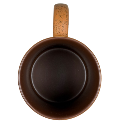 Top view of the Disney Big Thunder Mountain Railroad Mug in brown with a textured handle