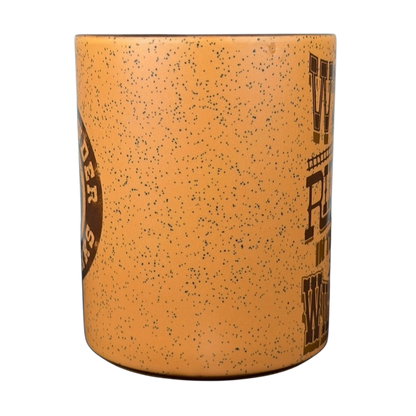 Disney Big Thunder Mountain Railroad Mug in Orange with Vintage Western Design Elements