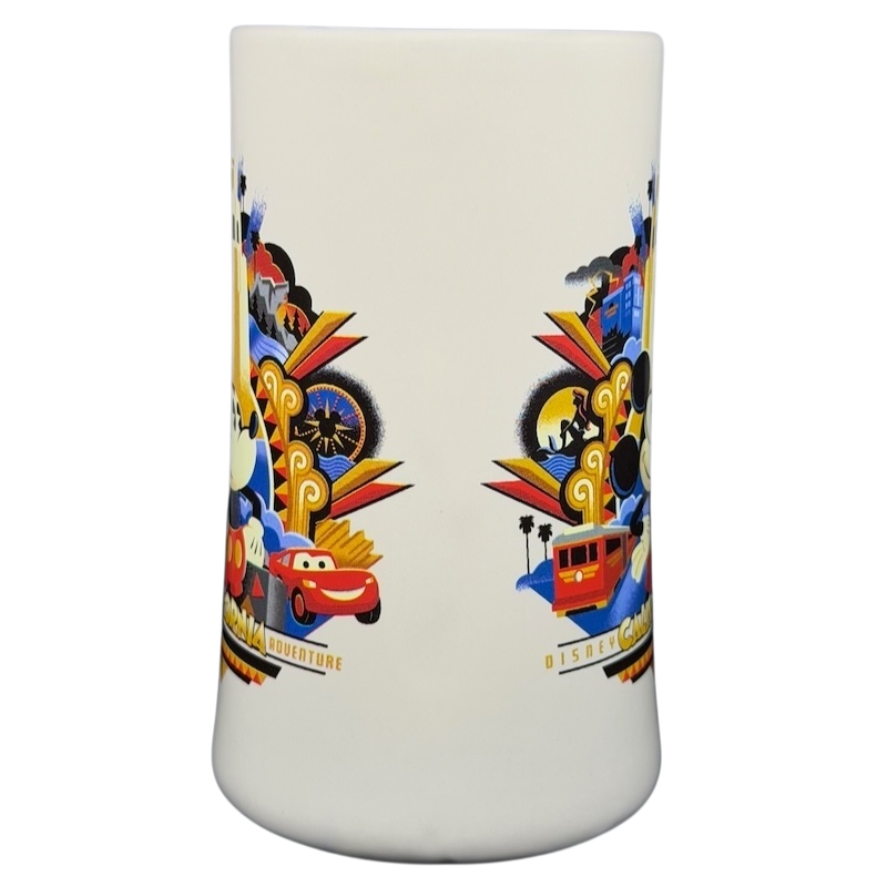 Disney California Adventure Mickey Mouse mug featuring vibrant designs and iconic attractions