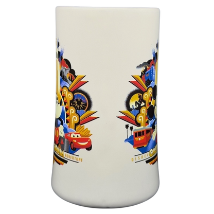 Disney California Adventure Mickey Mouse mug featuring vibrant designs and iconic attractions