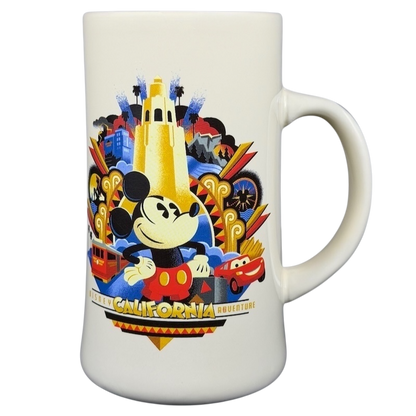 Disney California Adventure Mickey Mouse mug featuring vibrant colors and a fun design
