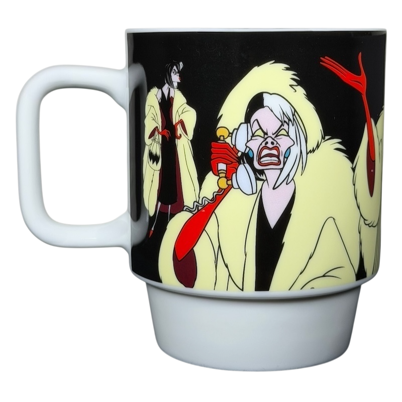 Disney Cruella de Vil Villains stackable mug featuring colorful design with Cruella and her iconic fashion style