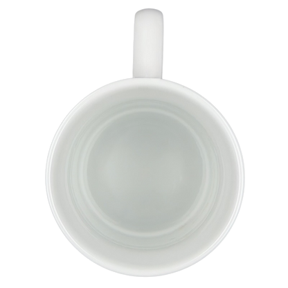 Inside view of a white Disney Cruella de Vil Villains stackable mug for stylish drinkware