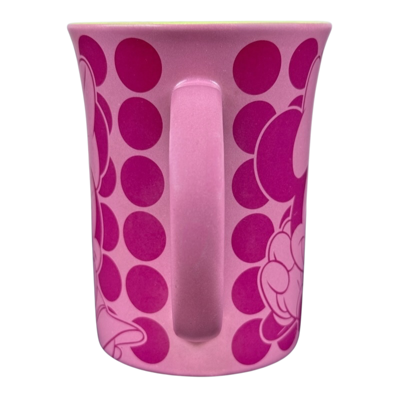 Disney Parks Minnie Mouse vintage mug pink polka dot ceramic mug with handle and Minnie silhouette