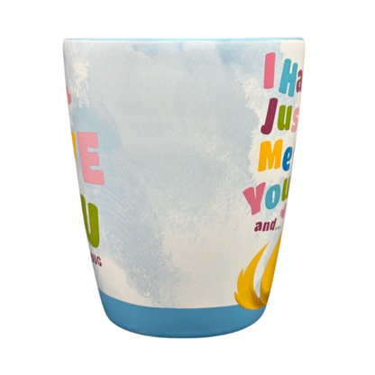 Disney Pixar Up Dug collectible mug ceramic sky blue design with colorful quote text and blue base