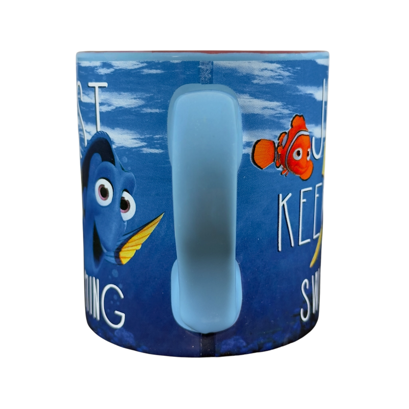 Finding Dory collectible Disney mug featuring Dory and Marlin with motivational quote