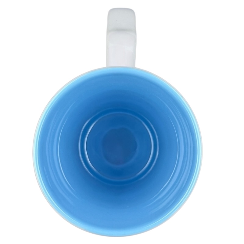 Disney Frozen Elsa and Anna mug featuring a vibrant blue interior for fans of the animated film