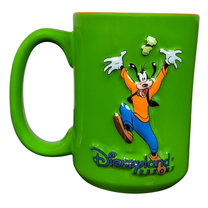 Goofy Celebrating Disneyland Resort Mug in Green with Playful Design and Logo