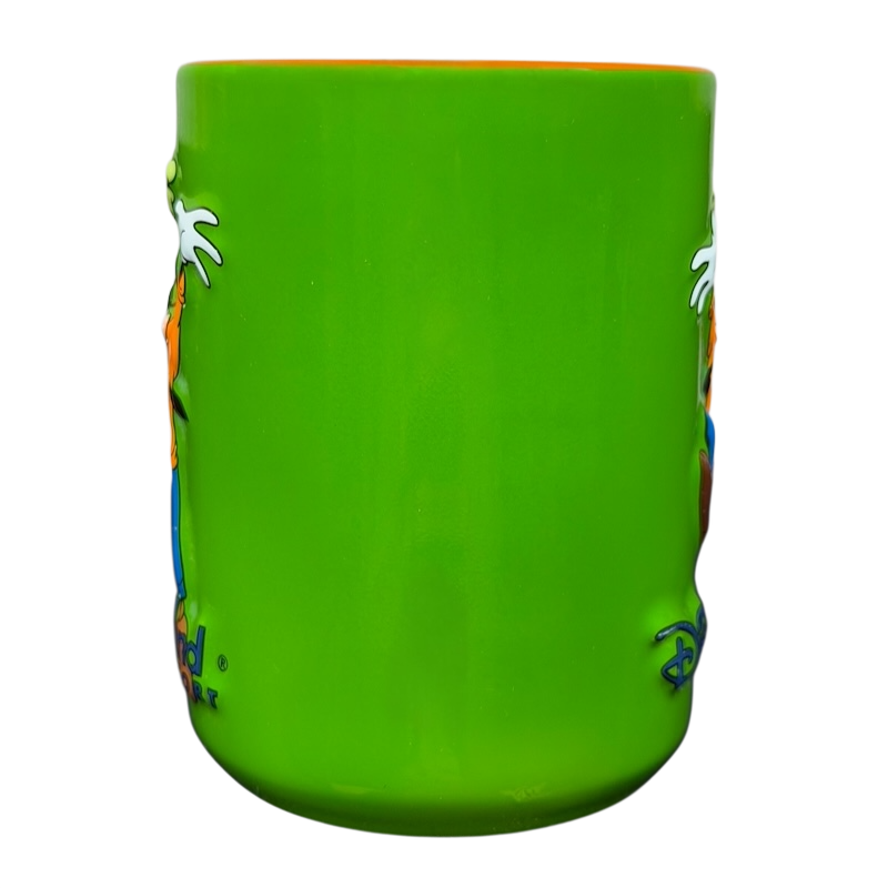 Bright green mug featuring Goofy celebrating Disneyland Resort Mug with colorful design