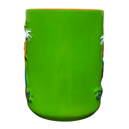 Bright green mug featuring Goofy celebrating Disneyland Resort Mug with colorful design