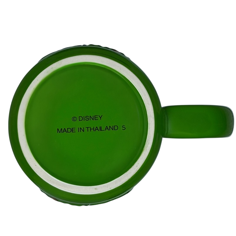 Bottom view of the Goofy Celebrating Disneyland Resort Mug with a vibrant green finish